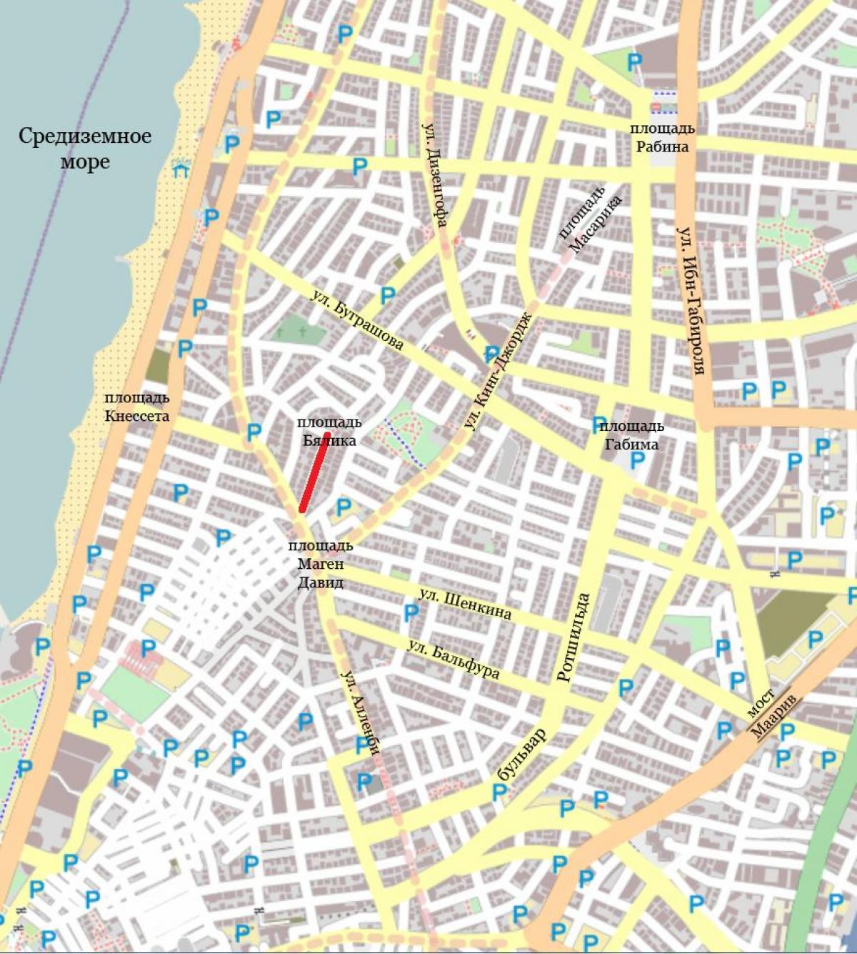 карта вуліц Тэль-Авіва, Ізраіль