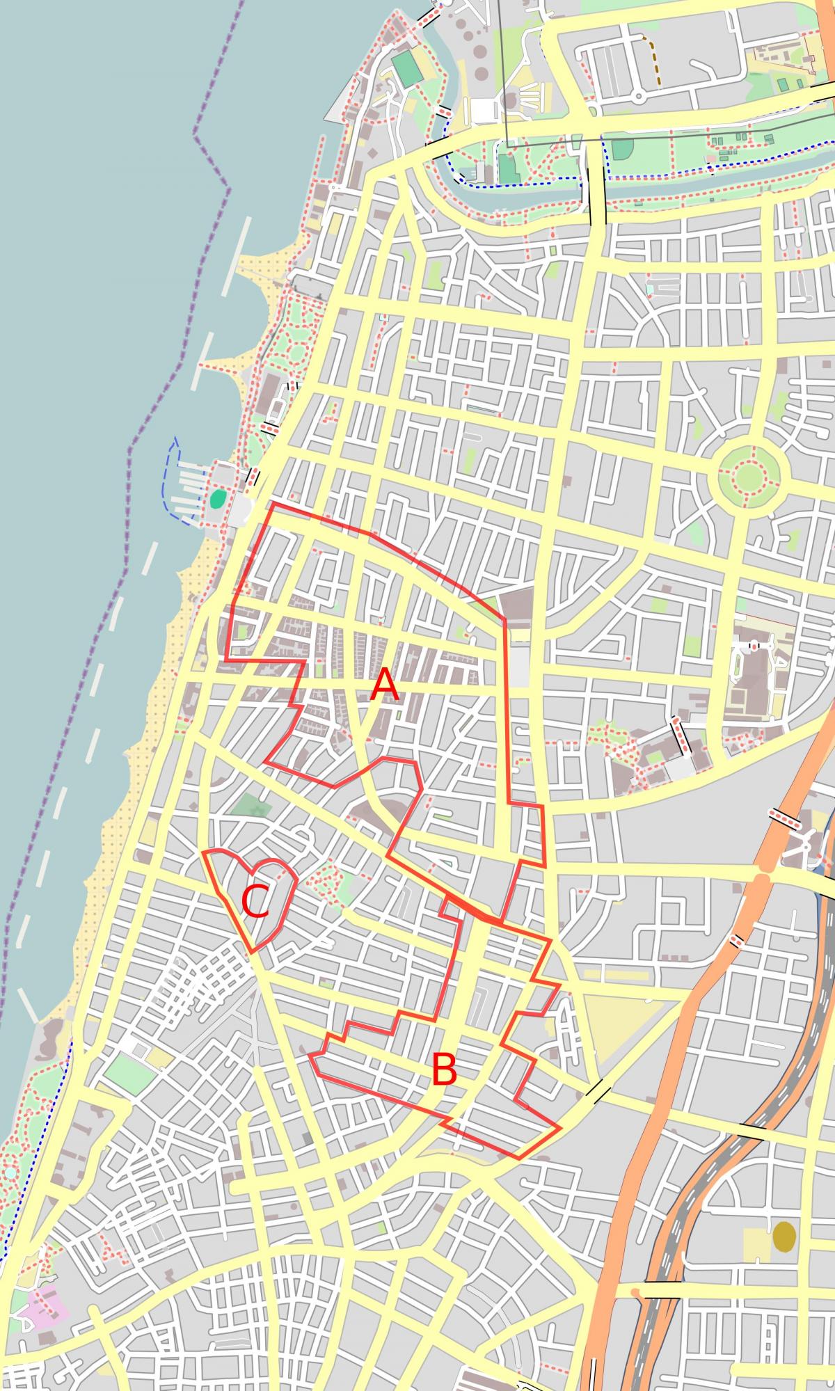 карта Белы горад Тэль-Авіў