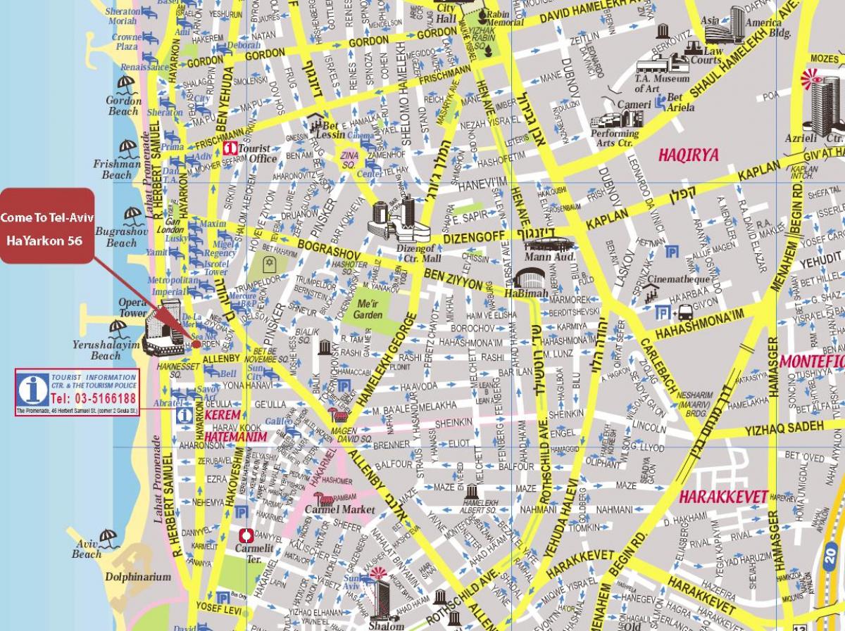 карта Тэль-Авіва пешаходная экскурсія