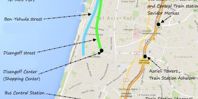 Карта Тэль-Авіва на грамадскім транспарце